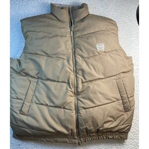 Vintage Cinch Men's Reversible Down Filled Lofty Puffer Vest Size L Tan